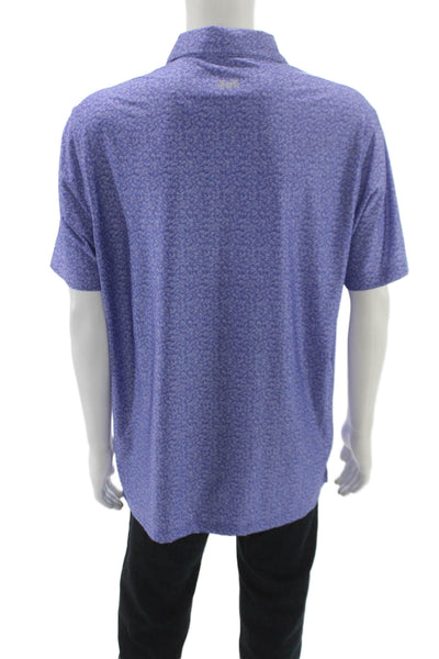 Hickey Freeman Mens Printed Short Sleeves Rugby Shirt Blue Size Large