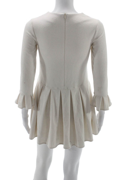 Patachou Childrens Girls Long Sleeves Pleated A Line Dress White Size 10