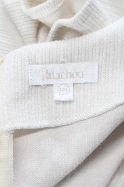 Patachou Childrens Girls Long Sleeves Pleated A Line Dress White Size 10