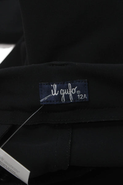 Il Gufo Girls Flat Front Straight Leg Dress Pants Solid Black Size 12A