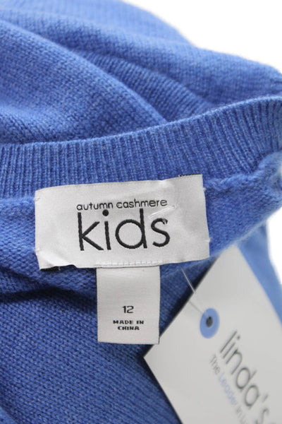 Autumn Cashmere Girls Cashmere Crew Neck Sweater Top Blue Size 12