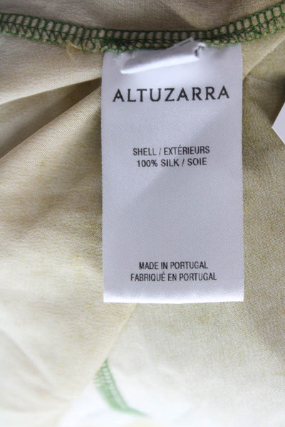 Altuzarra Women Green Silk Collared Button Up Blouse Long Sleeve Size 36