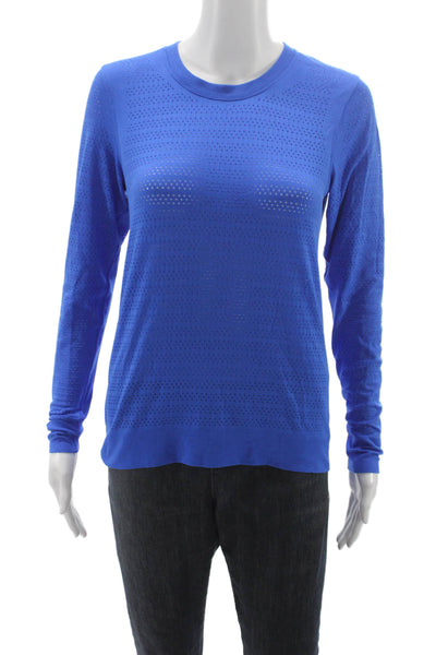 Lululemon Women Long Sleeve Crew Neck Basic T-Shirt Blue Polyester Size S
