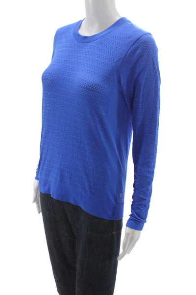 Lululemon Women Long Sleeve Crew Neck Basic T-Shirt Blue Polyester Size S