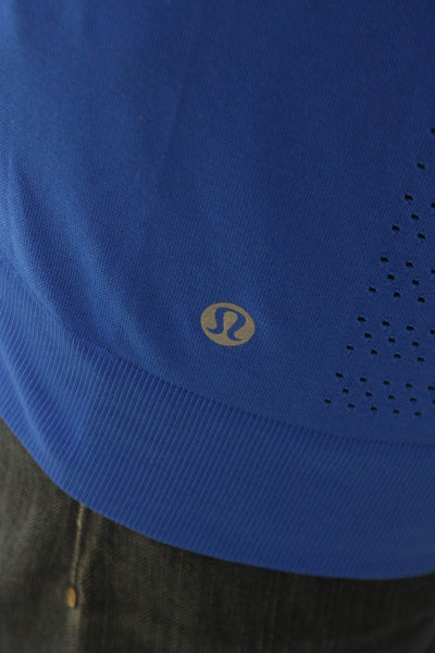 Lululemon Women Long Sleeve Crew Neck Basic T-Shirt Blue Polyester Size S