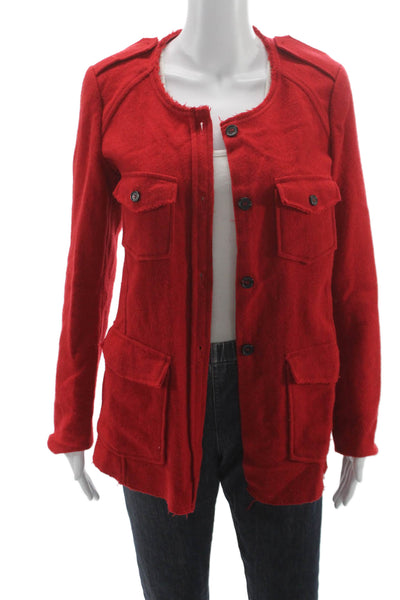 Isabel Marant Etoile Women Red Wool Military Jacket Button Long Sleeve Size 42