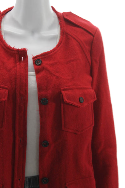 Isabel Marant Etoile Women Red Wool Military Jacket Button Long Sleeve Size 42