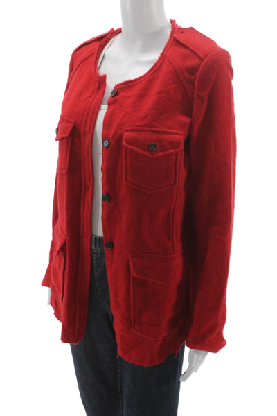 Isabel Marant Etoile Women Red Wool Military Jacket Button Long Sleeve Size 42