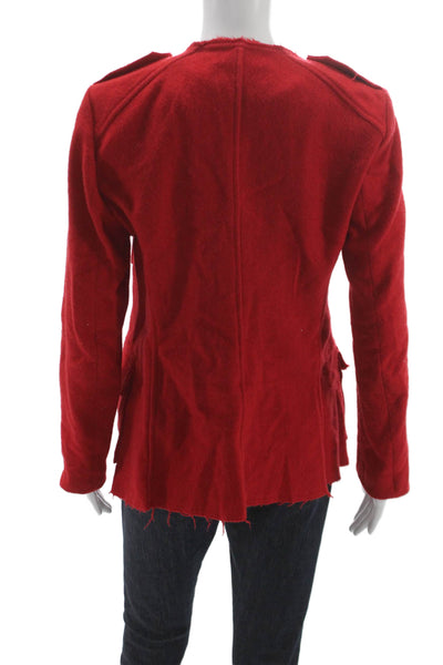 Isabel Marant Etoile Women Red Wool Military Jacket Button Long Sleeve Size 42