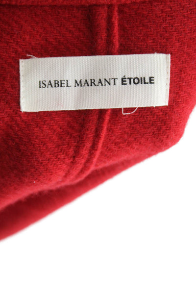 Isabel Marant Etoile Women Red Wool Military Jacket Button Long Sleeve Size 42