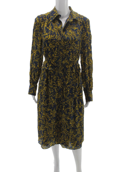 Jason Wu Womens Shirt Dress Dark Blue Long Sleeve Viscose Midi Size 0