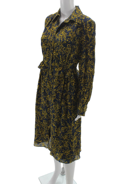 Jason Wu Womens Shirt Dress Dark Blue Long Sleeve Viscose Midi Size 0
