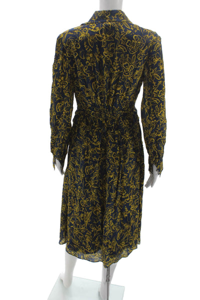 Jason Wu Womens Shirt Dress Dark Blue Long Sleeve Viscose Midi Size 0