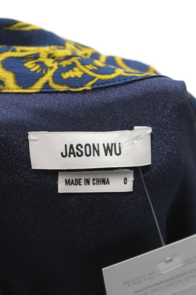 Jason Wu Womens Shirt Dress Dark Blue Long Sleeve Viscose Midi Size 0