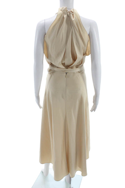 Chloe Womens Beige Silk Sleeveless Wrap Dress Tie Waist Size 34