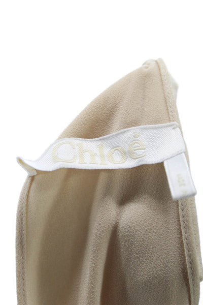 Chloe Womens Beige Silk Sleeveless Wrap Dress Tie Waist Size 34