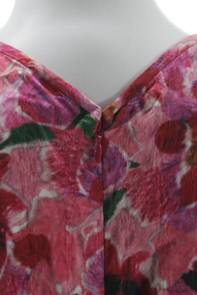 Isabel Marant Womens Pink Velvet Floral VNeck Maxi Wrap Dress LongSleeve Size S