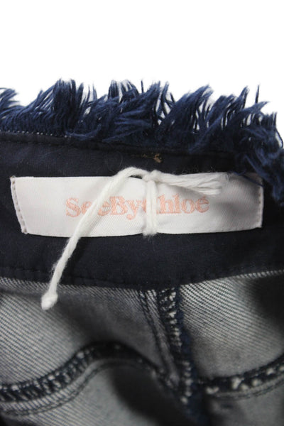 See by Chloe Women A-Line Denim Skirt Dark Blue Size 38