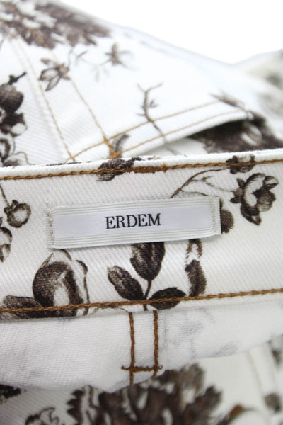 Erdem Womens Straight Pencil Midi Cotton Floral Skirt White Size 44