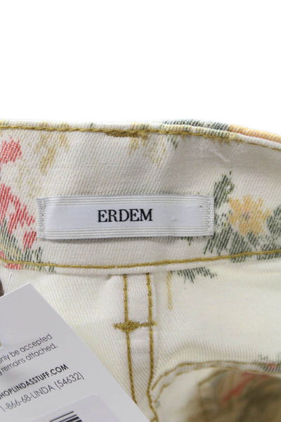 Erdem Women A-Line Cargo Floral Cotton Skirt Knee Length Beige Size S