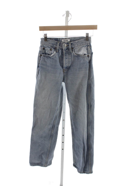 Re/Done Unisex Light Blue Straight High Rise Jeans Size 23