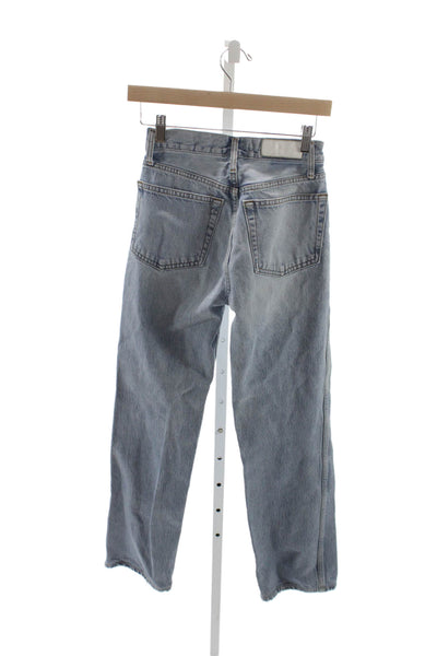 Re/Done Unisex Light Blue Straight High Rise Jeans Size 23