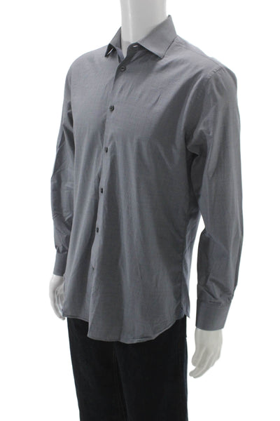 John Varvatos Star USA Mens Cotton Collared Button Up Shirt Navy Size 15 32/33