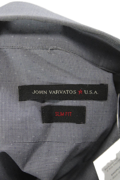John Varvatos Star USA Mens Cotton Collared Button Up Shirt Navy Size 15 32/33