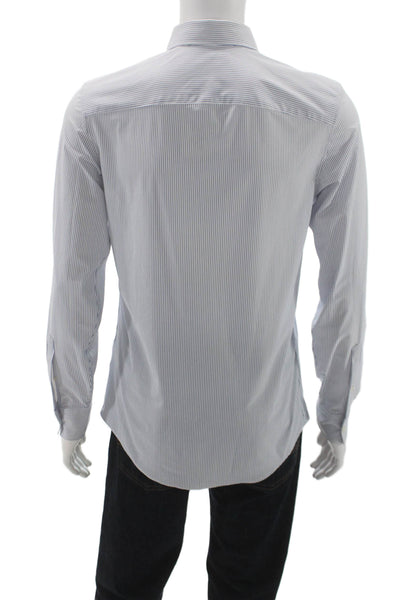 Zara Mens Striped Long Sleeve Slim Fit Button Up Shirt White Size S