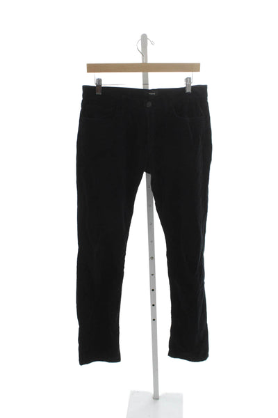 Theory Unisex Black Stretch Cotton Pants Button Front Size 31