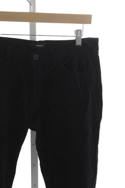 Theory Unisex Black Stretch Cotton Pants Button Front Size 31
