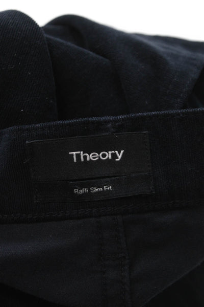 Theory Unisex Black Stretch Cotton Pants Button Front Size 31