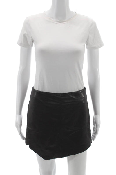 Michelle Mason Womens Black Lambskin Mini Pencil Skirt Size 4