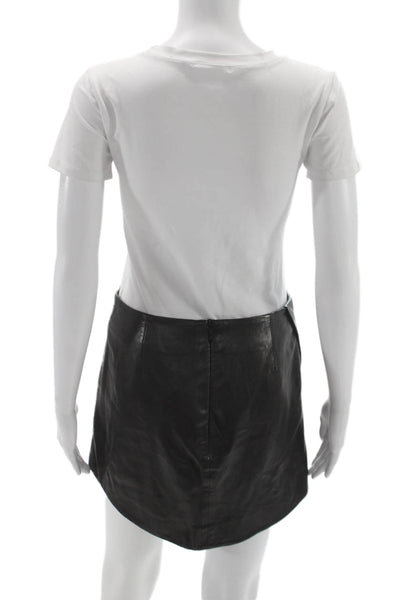 Michelle Mason Womens Black Lambskin Mini Pencil Skirt Size 4
