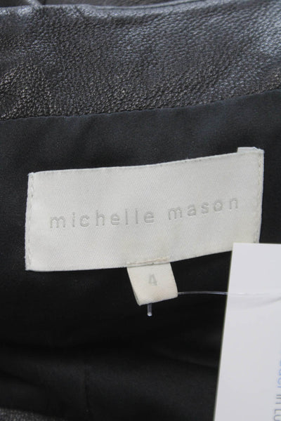Michelle Mason Womens Black Lambskin Mini Pencil Skirt Size 4