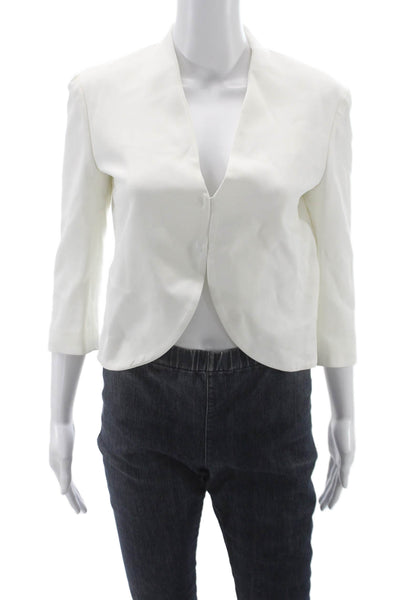 Emilio Pucci Womens White Polyester Blazer 3/4 Sleeve Button Solid Size 4