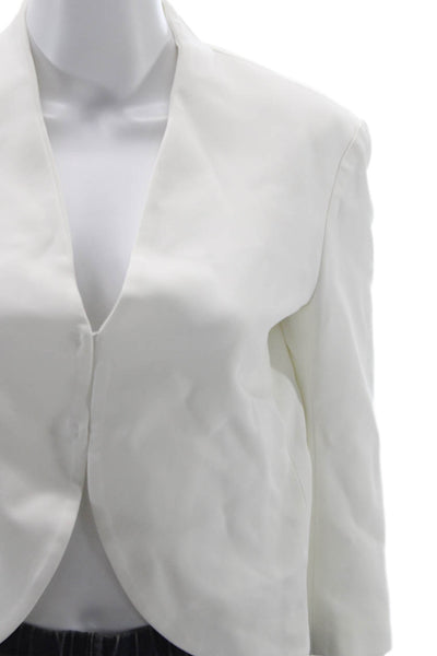 Emilio Pucci Womens White Polyester Blazer 3/4 Sleeve Button Solid Size 4