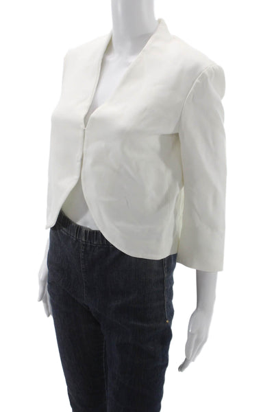Emilio Pucci Womens White Polyester Blazer 3/4 Sleeve Button Solid Size 4