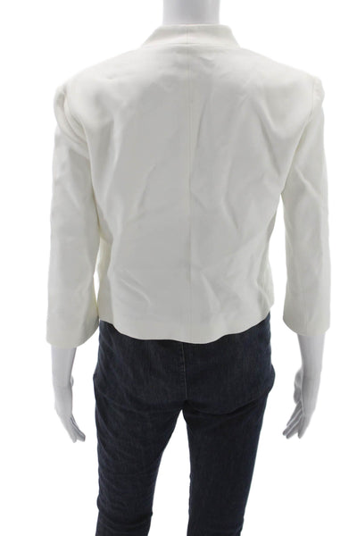 Emilio Pucci Womens White Polyester Blazer 3/4 Sleeve Button Solid Size 4