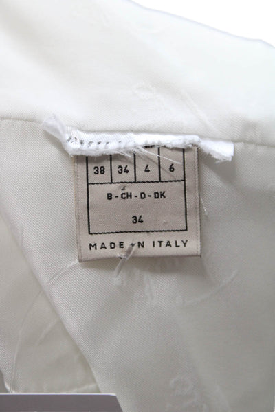 Emilio Pucci Womens White Polyester Blazer 3/4 Sleeve Button Solid Size 4