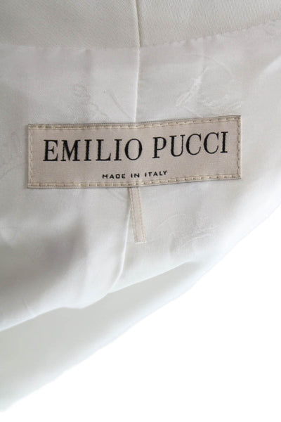 Emilio Pucci Womens White Polyester Blazer 3/4 Sleeve Button Solid Size 4