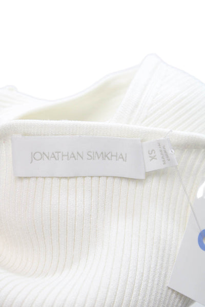 Jonathan Simkhai Womens Cropped White Square Neck Sleeveless Top Size 2