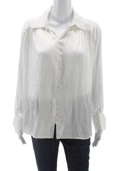 Zadig & Voltaire Women Silk Collared Button Up Long Sleeve Blouse White Size XS