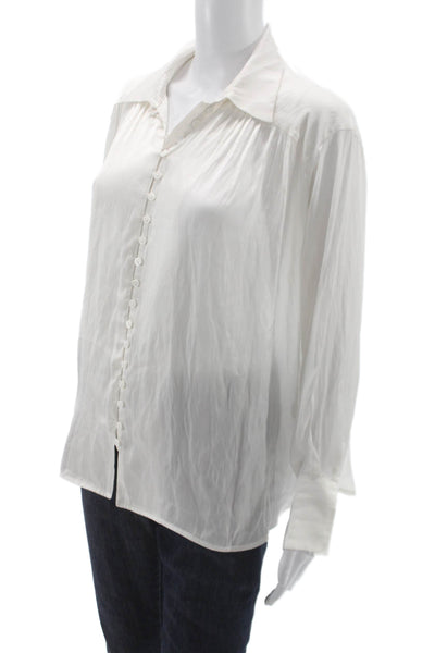 Zadig & Voltaire Women Silk Collared Button Up Long Sleeve Blouse White Size XS