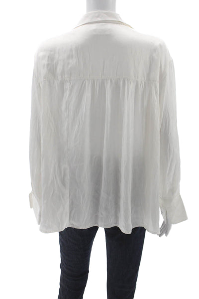 Zadig & Voltaire Women Silk Collared Button Up Long Sleeve Blouse White Size XS