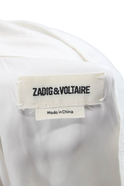 Zadig & Voltaire Women Silk Collared Button Up Long Sleeve Blouse White Size XS