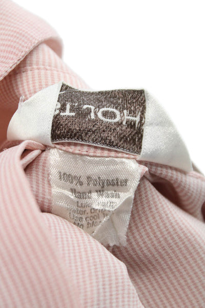 St. John Womens Pink Striped Collared Button Up Blouse Short Sleeve Size S