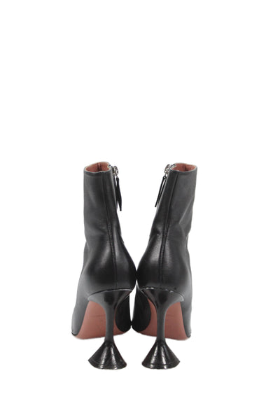 Amina Muaddi Womens Leather Pointed Toe Ankle Boots Black Size 38 8