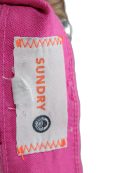 Sundry Unisex Bermuda Chino Shorts Pink Button Size 25