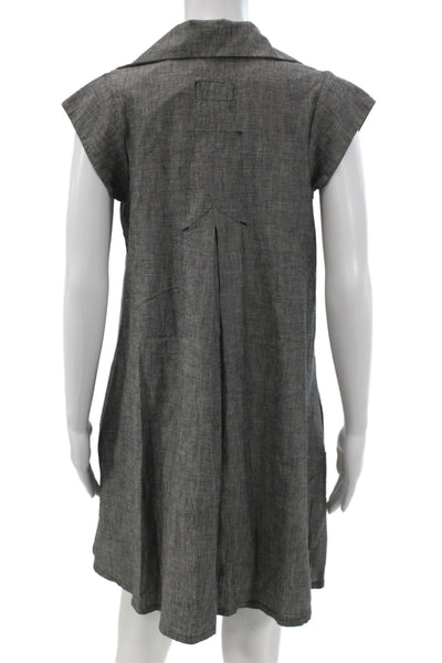 Current/Elliott Women Shirt Dress Dark Gray Collared Short Sleeve Cotton Size 0
